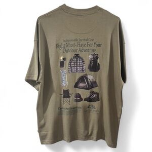 Men’s D&F Olive Green ‘Outdoor Adventure Must-Have’ Graphic T-Shirt Size Large
